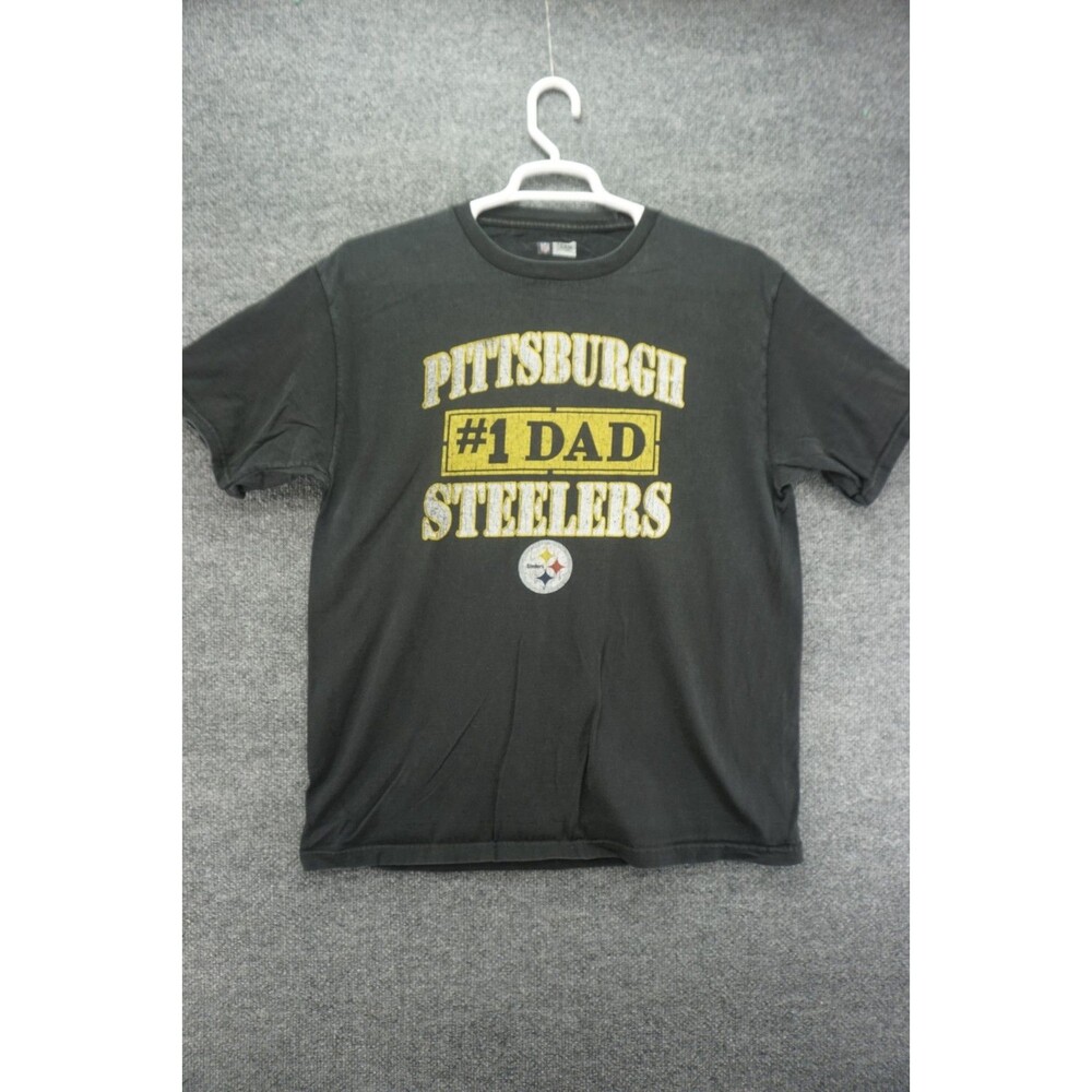 Pittsburgh Steelers No 1 Dad Tshirt Mens Large Black NFL Team Apparel